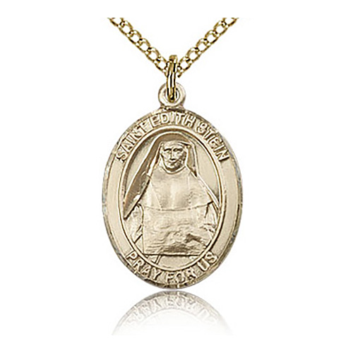 Gold Filled 3/4in St Edith Medal & 18in Chain