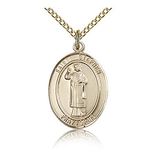 Gold Filled 3/4in St Stephen Medal & 18in Chain