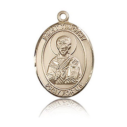 14kt Yellow Gold 3/4in St Timothy Medal