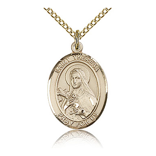 Gold Filled 3/4in St Theresa Medal & 18in Chain
