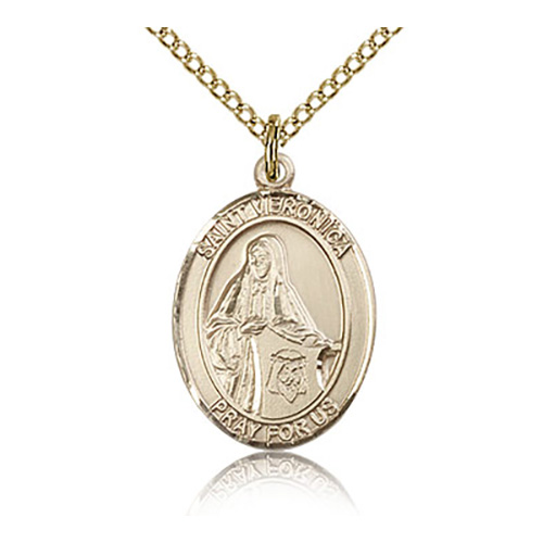 Gold Filled 3/4in St Veronica Medal & 18in Chain