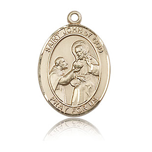 14kt Yellow Gold 3/4in St John of God Medal