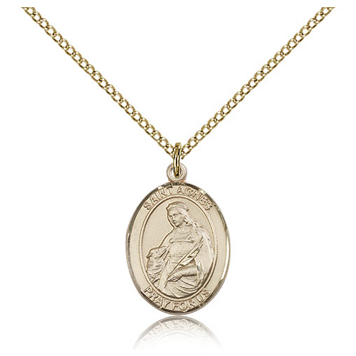 Gold Filled 3/4in St Agnes Medal & 18in Chain