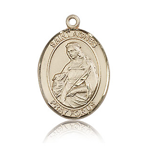 14kt Yellow Gold 3/4in St Agnes Medal