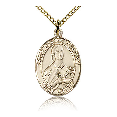 Gold Filled 3/4in St Gemma Galgani Medal & 18in Chain