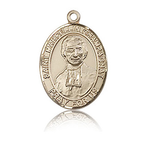 14kt Yellow Gold 3/4in St Marcellin Champagnat Medal