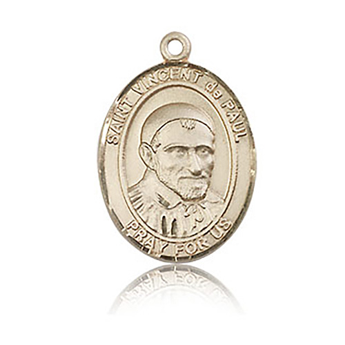 14kt Yellow Gold 3/4in St Vincent de Paul Medal