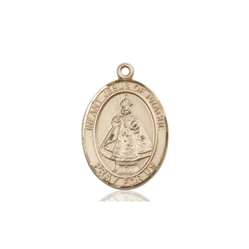 14kt Yellow Gold 3/4in Oval Infant of Prague Medal