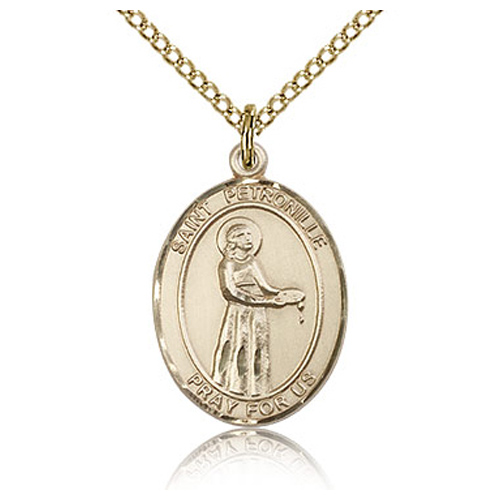Gold Filled 3/4in St Petronille Medal & 18in Chain