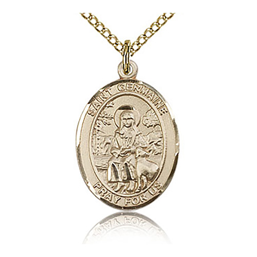 Gold Filled 3/4in St Germaine Cousin Medal & 18in Chain