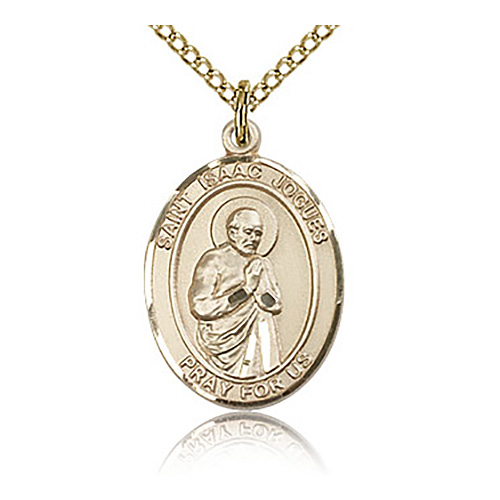 Gold Filled 3/4in St Isaac Medal & 18in Chain