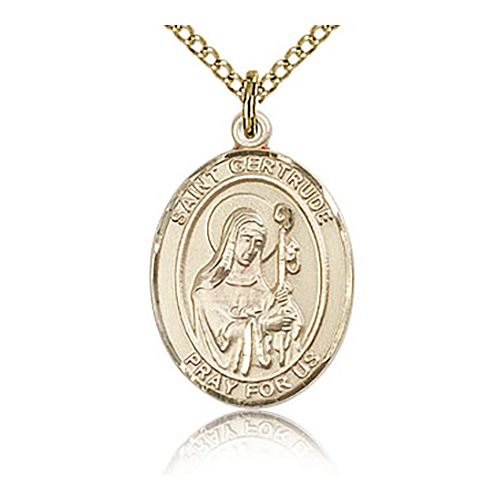 Gold Filled 3/4in St Gertrude Medal & 18in Chain