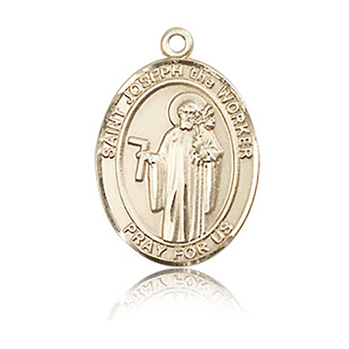14kt Yellow Gold 3/4in St Joseph the Worker Medal