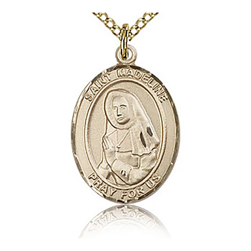Gold Filled 3/4in St Madeline Medal & 18in Chain