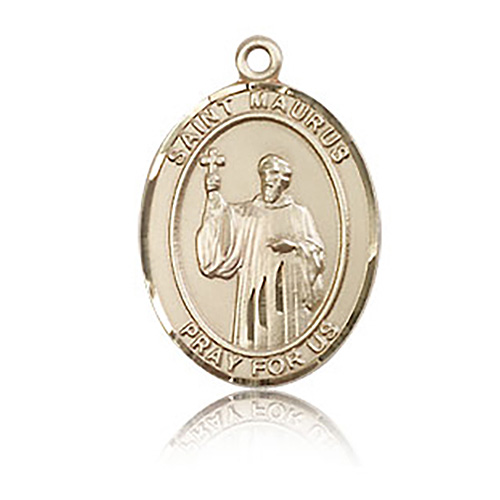 14kt Yellow Gold 3/4in St Maurus Medal