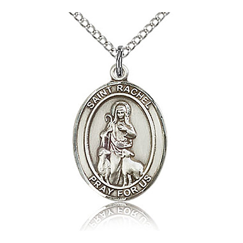 Sterling Silver 3/4in St Rachel Medal & 18in Chain