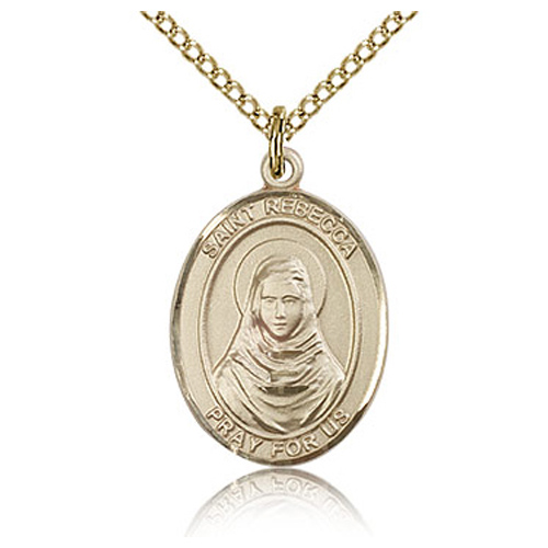 Gold Filled 3/4in St Rebecca Medal & 18in Chain