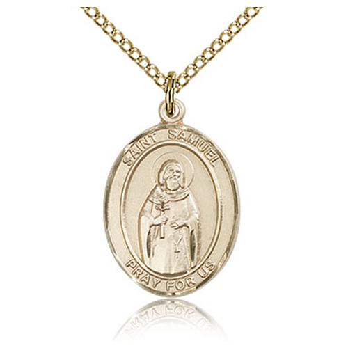 Gold Filled 3/4in St Samuel Medal & 18in Chain