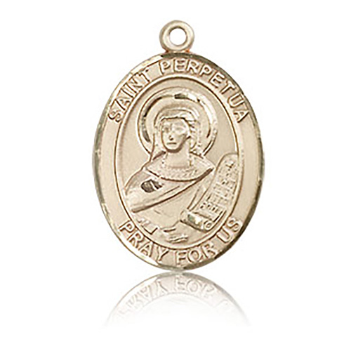 14kt Yellow Gold 3/4in St Perpetua Medal