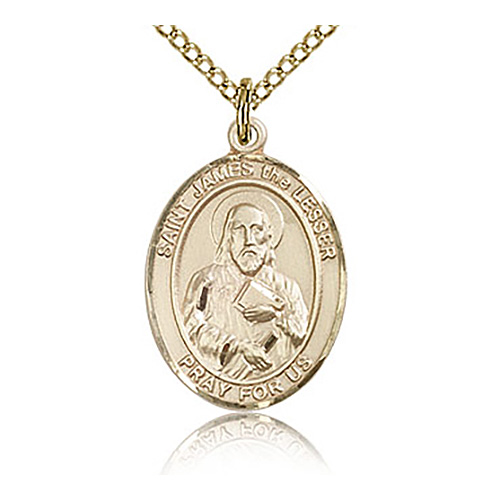 Gold Filled 3/4in St James the Lesser Medal & 18in Chain