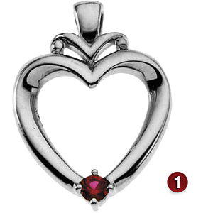 Modern Heart Sterling Silver Mother's Pendant