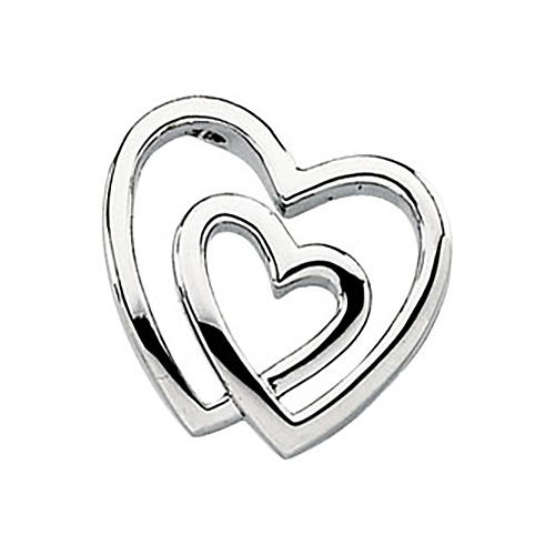 14kt White Gold 3/4in Double Heart Pendant