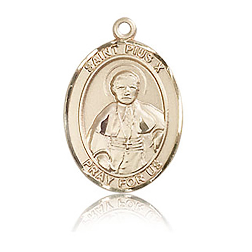 14kt Yellow Gold 3/4in St Pius X Medal