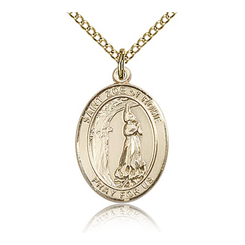Gold Filled 3/4in St Zoe of Rome Medal & 18in Chain
