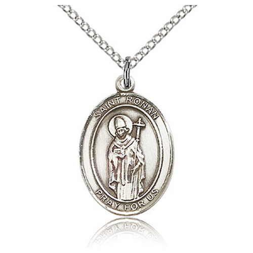 Sterling Silver 3/4in St Ronan Medal & 18in Chain