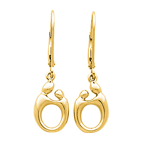 14k Mother and Child Leverback Earrings