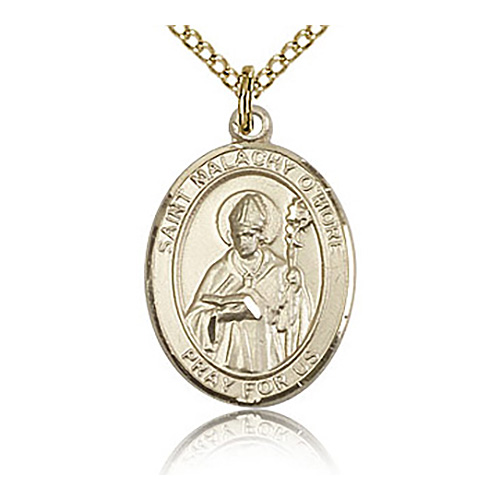 Gold Filled 3/4in St Malachy O'More Medal & 18in Chain