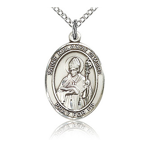 Sterling Silver 3/4in St Malachy O'More Medal & 18in Chain