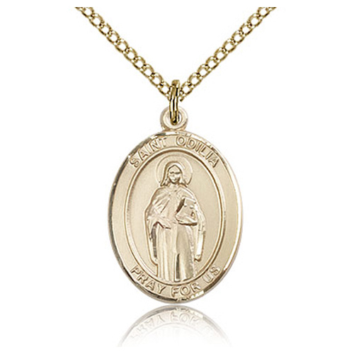 Gold Filled 3/4in St Odilia Medal & 18in Chain