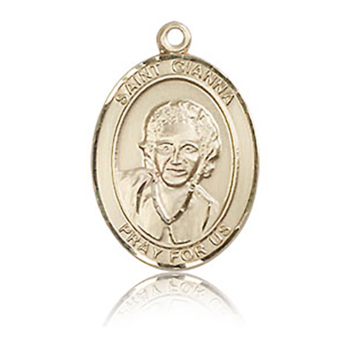 14kt Yellow Gold 3/4in St Gianna Medal
