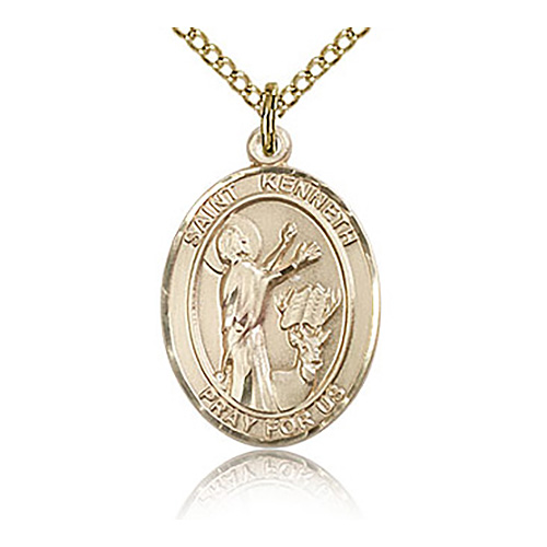 Gold Filled 3/4in St Kenneth Medal & 18in Chain