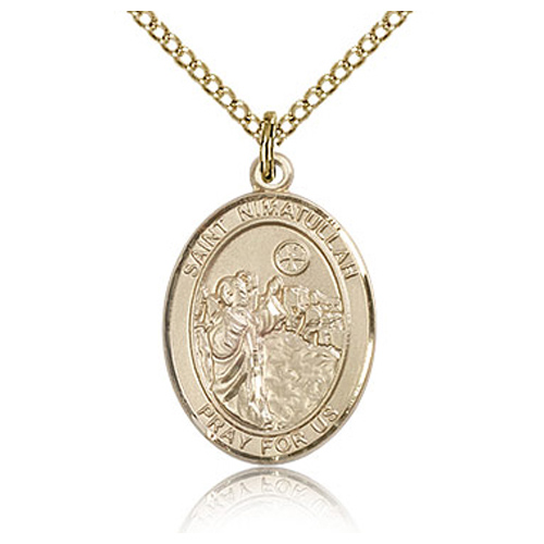 Gold Filled 3/4in St Nimatullah Medal & 18in Chain