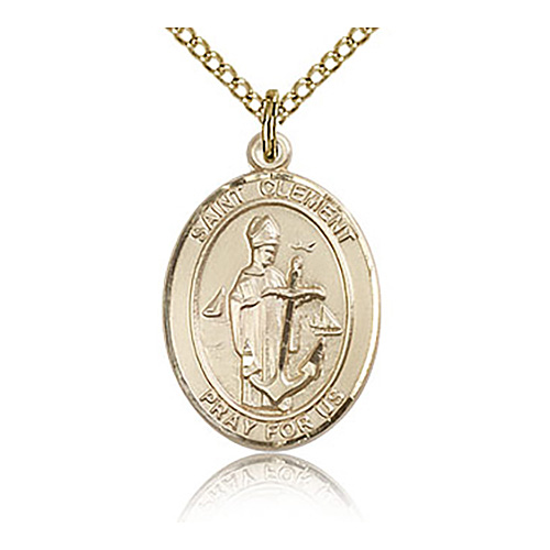 Gold Filled 3/4in St Clement Medal & 18in Chain