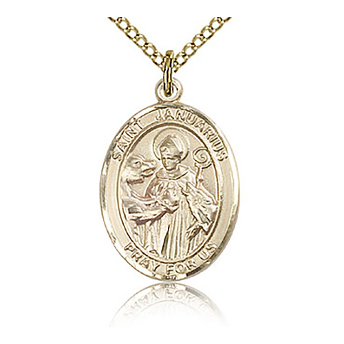 Gold Filled 3/4in St Januarius Medal & 18in Chain