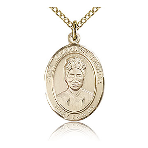 Gold Filled 3/4in St Josephine Bakhita Medal & 18in Chain