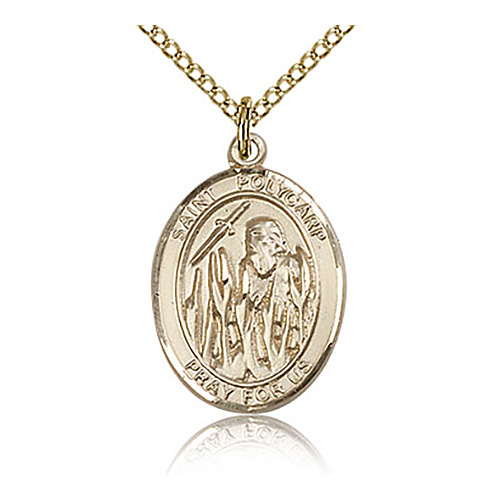 Gold Filled 3/4in St Polycarp Medal & 18in Chain
