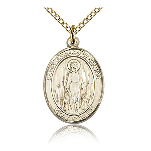 Gold Filled 3/4in St Juliana Medal & 18in Chain