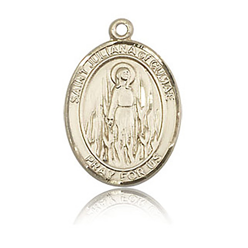 14kt Yellow Gold 3/4in St Juliana Medal