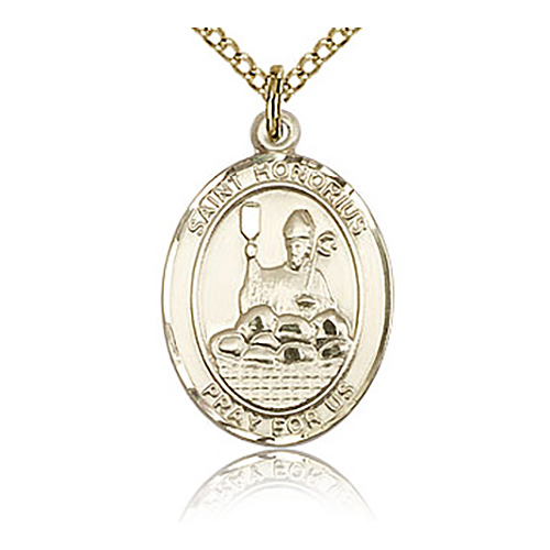 Gold Filled 3/4in St Honorius Medal & 18in Chain