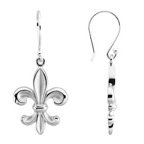 Sterling Silver Fleur-de-Lis Dangle Earrings
