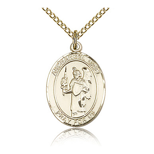 Gold Filled 3/4in St Uriel Medal & 18in Chain