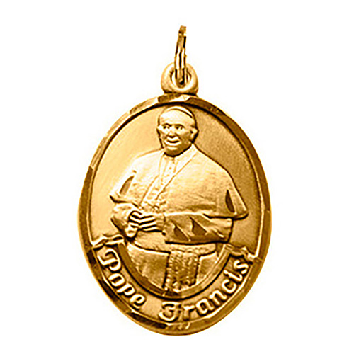 14kt Yellow Gold 3/4in Pope Francis Medal