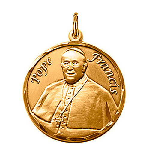 14kt Yellow Gold 3/4in Pope Francis Medal