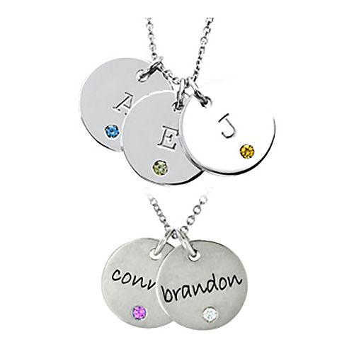 Sterling Silver Birthstone Disc by Posh Mommy