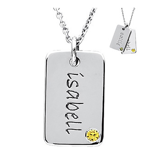 Sterling Silver Posh Mommy Birthstone Mini Dog Tag