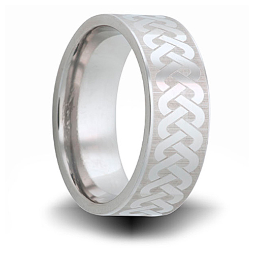 Woven Pattern Titanium 8mm Pipe Cut Ring